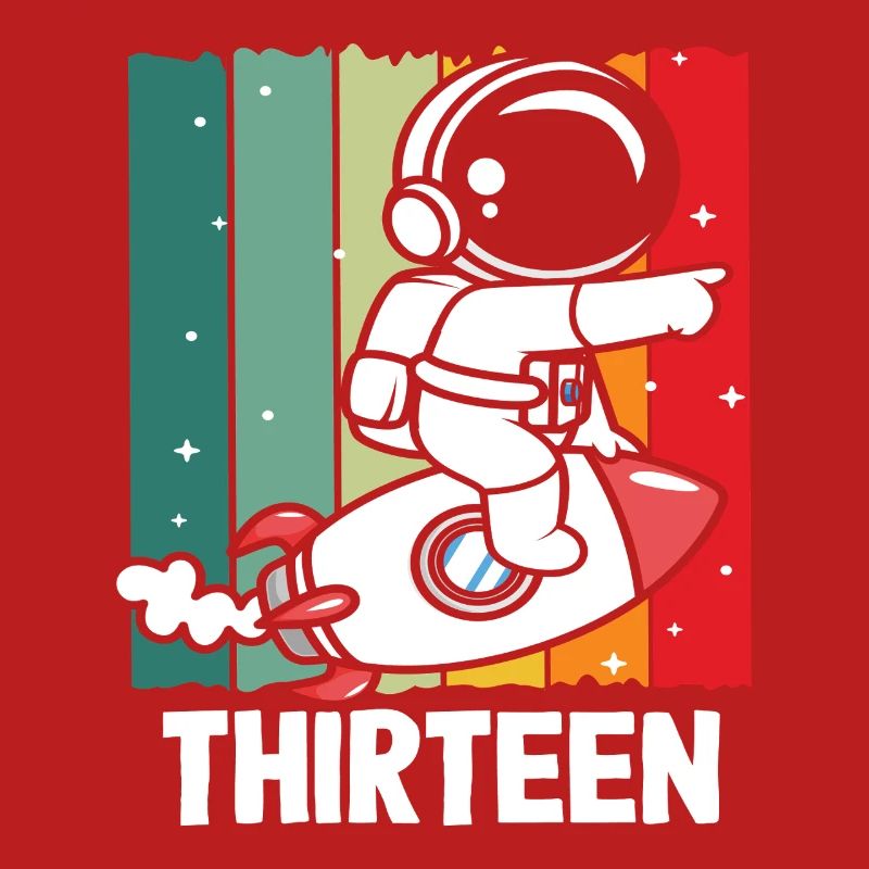 Astronaut Rocket Thirteen Retro Design