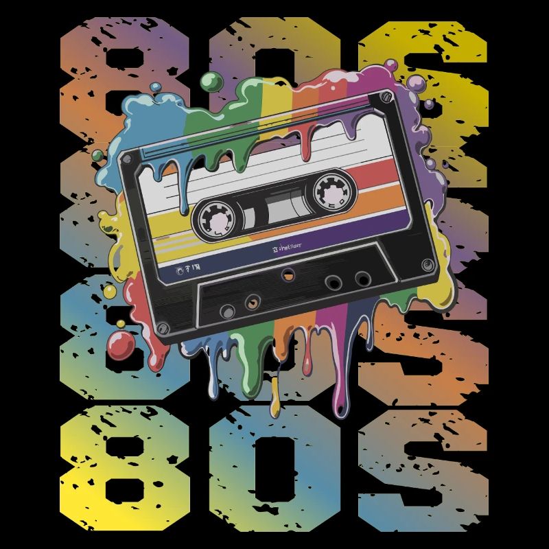 80s Retro Kassette Regenbogen Nostalgie