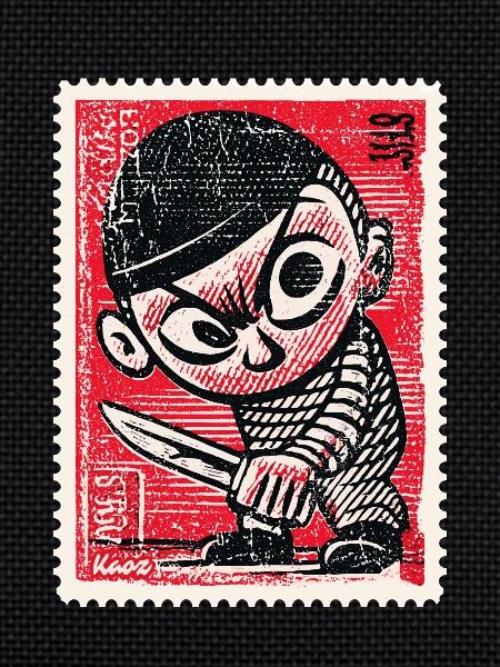 Bande dessinée gangster sur timbre-poste