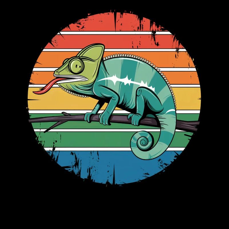 Retro Chameleon Owner Sunset for Reptile Lovers