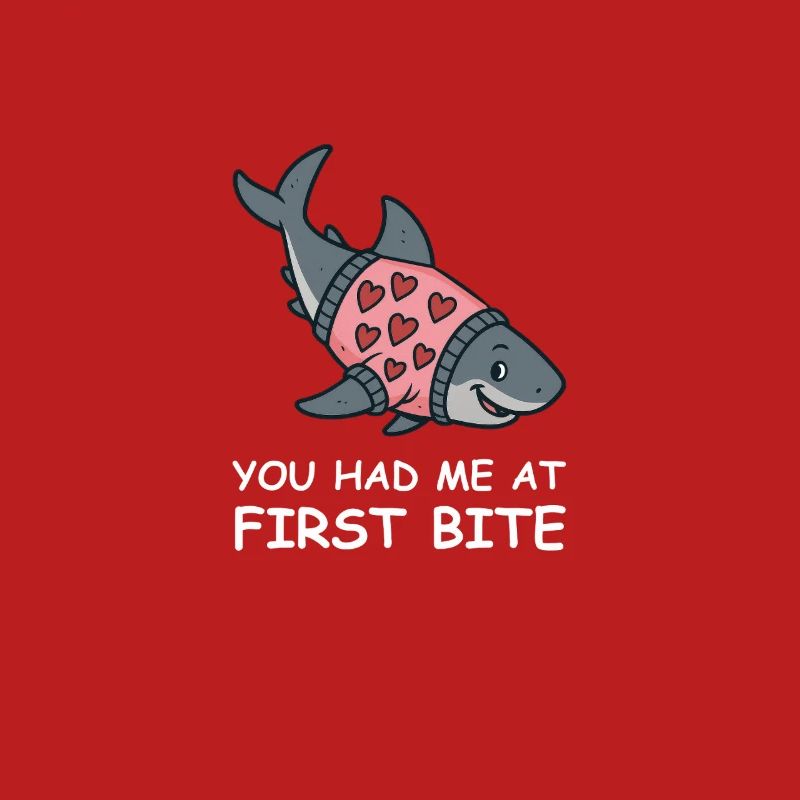 Pull requin avec cœur – Vous m’avez eu à la première bouchée