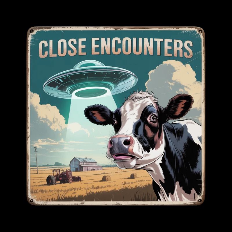 Close Encounters with UFO and cow