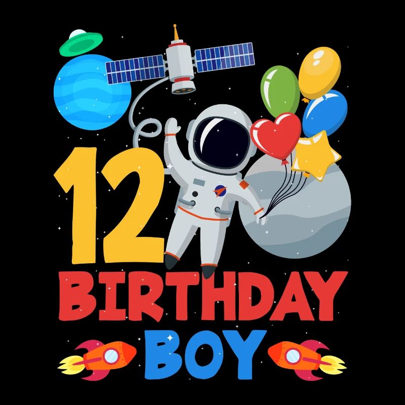12 Birthday Boy Astronaut Balloons