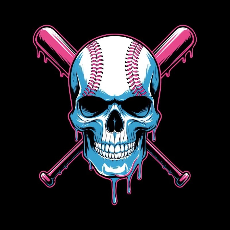 Baseball Skull Baseball Bat