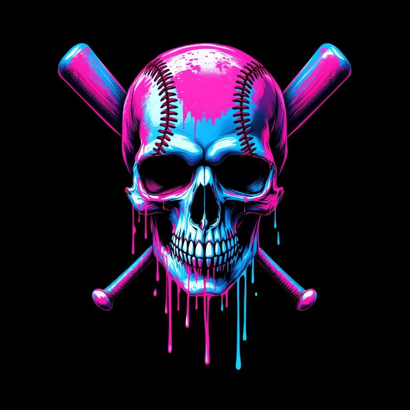 Baseball Skull Baseball Bat