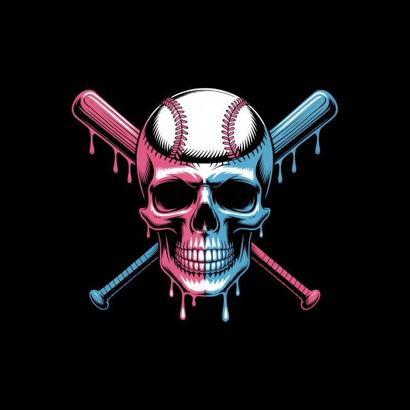 Baseball Skull Baseball Bat