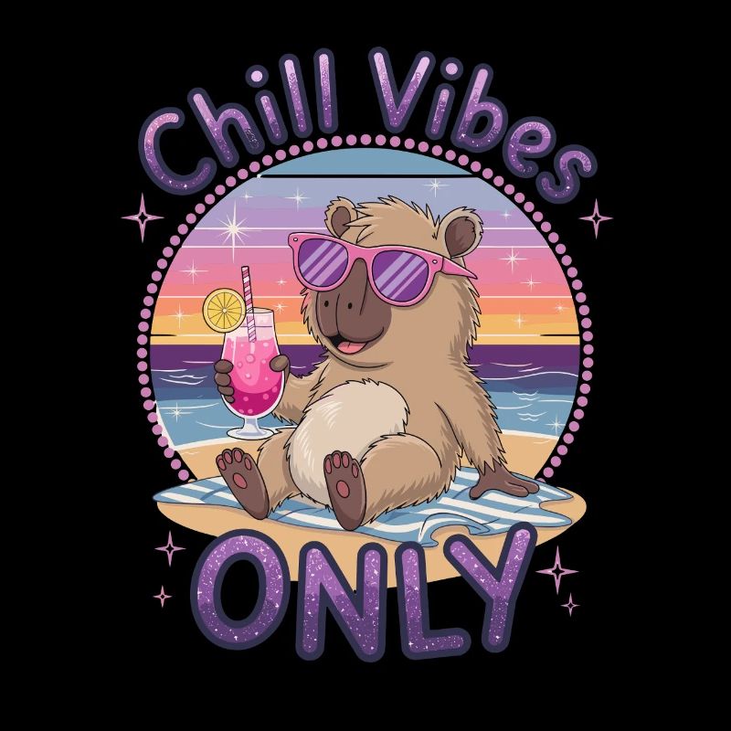 Chill Vibes Only Summer Beach Party Capybara