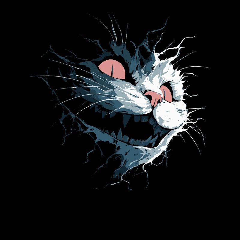 Zerrissene Grinsekatze – düsterer Albtraumblick