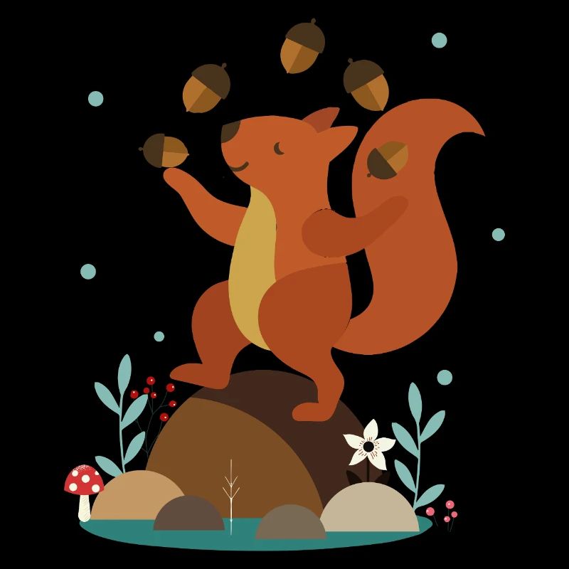 Jonglierendes Eichhörnchen – Lustige Waldszene