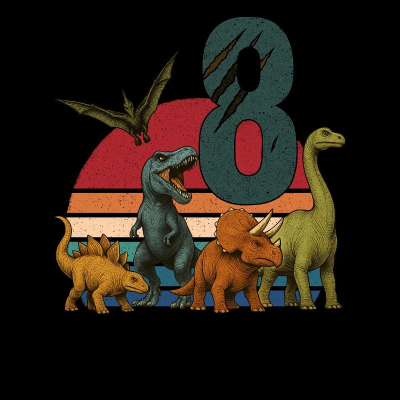 Dino Geburtstag 8 Jahre Retro Dinosaurier Geschenk