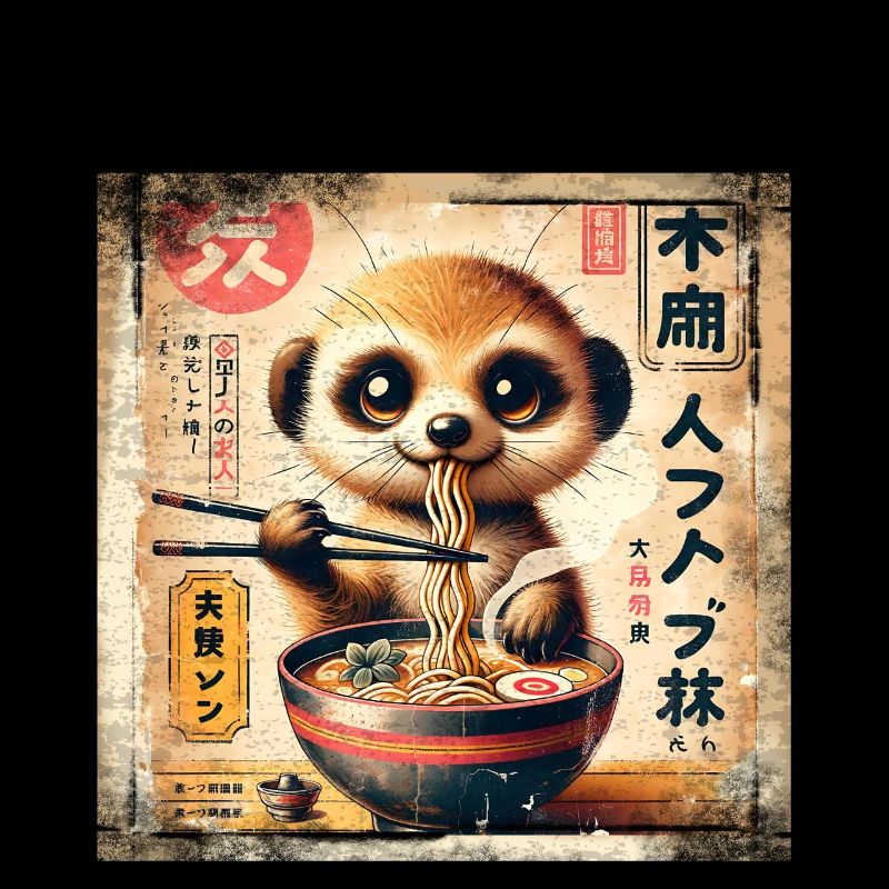Ramen Erdmännchen Grunge Poster Style