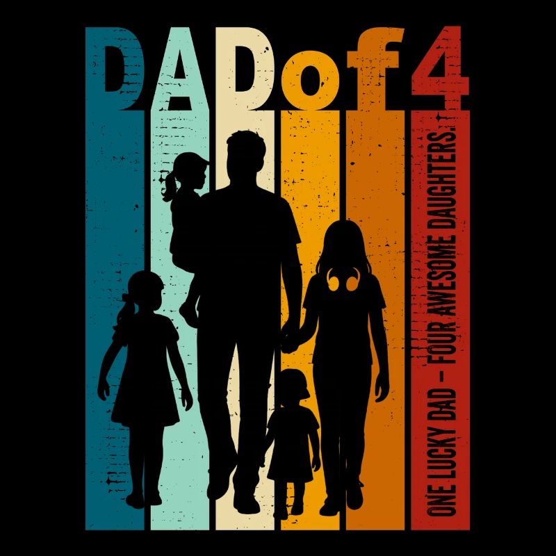 Papa & 4 Töchter Geschenk Design Vatertag