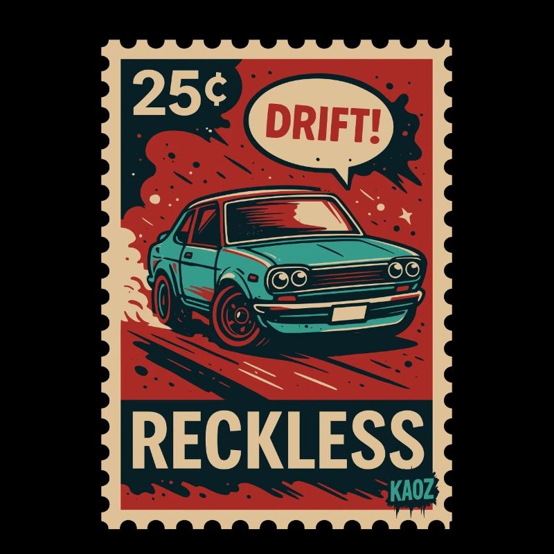 Briefmarken-Poster: DRIFT! –Rücksichtslos