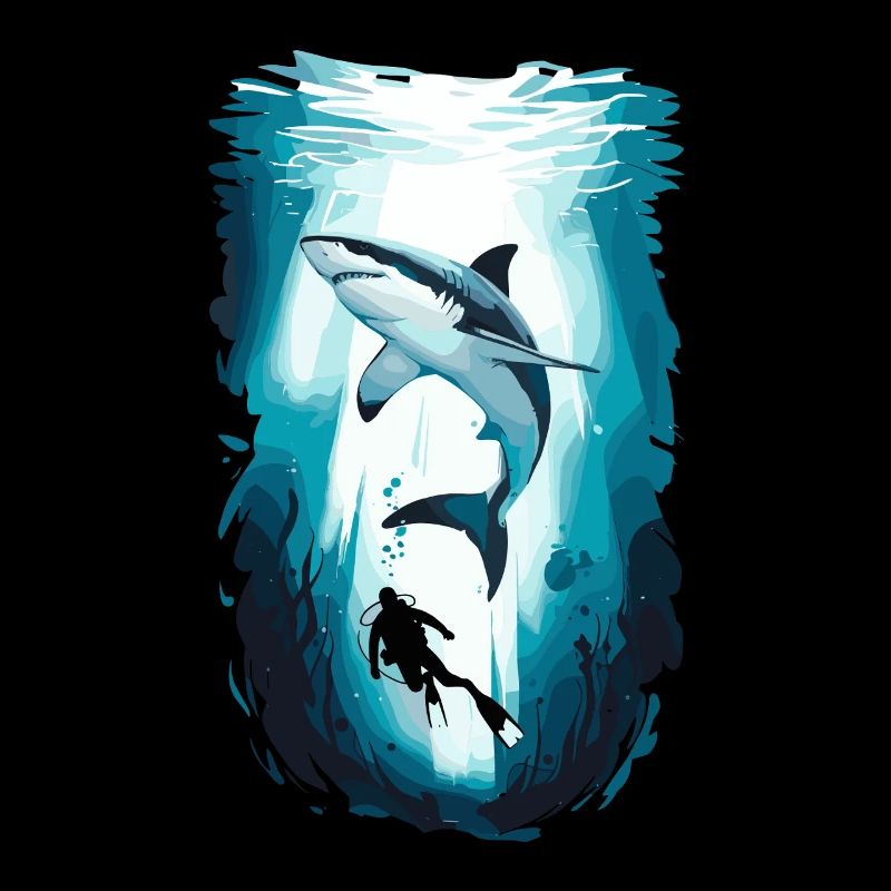 Aventure sous-marine avec requin et plongeur