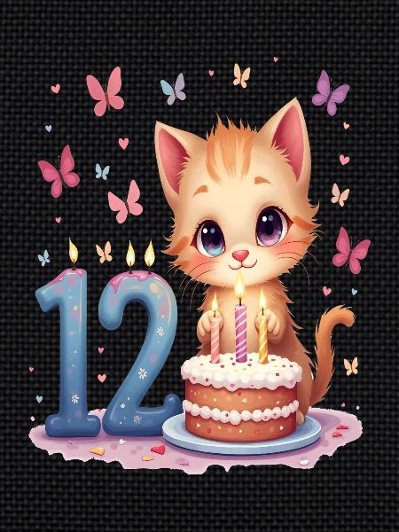 chaton mignon fille 12e anniversaire