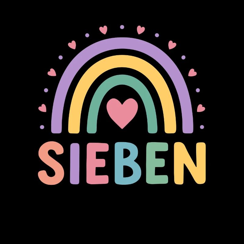7. Geburtstag Regenbogen Herz Design