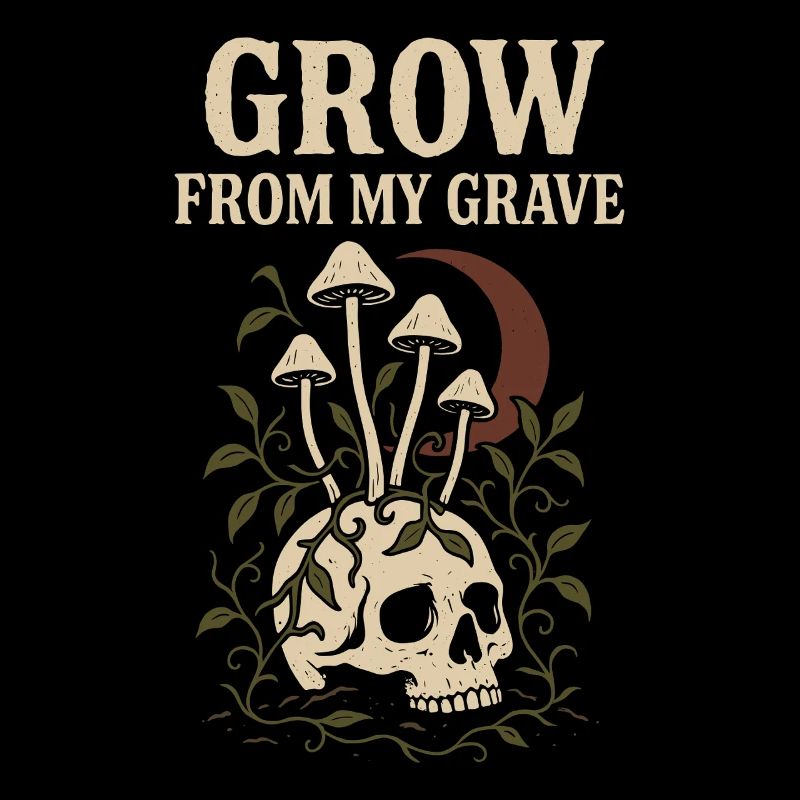 Mushroom Skull Gothic Botanical Dark Cottagecore