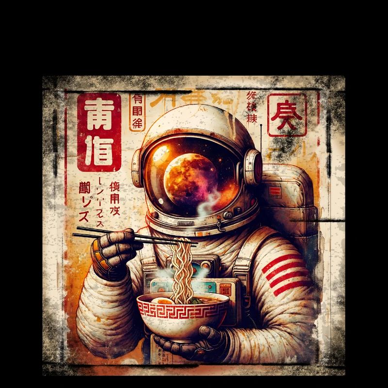Astronaute Ramen Grunge Poster Style