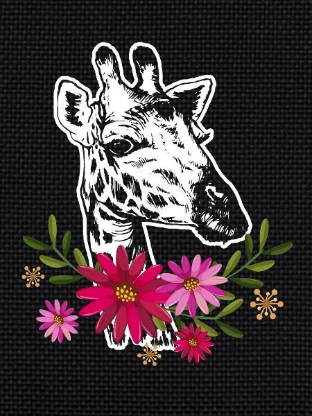 Giraffe With Flowers