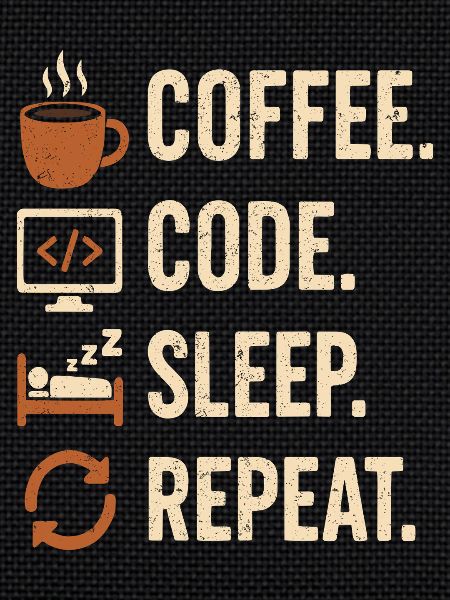 Geek-Coder-Routine – Kaffee, Code, Schlaf, mehr