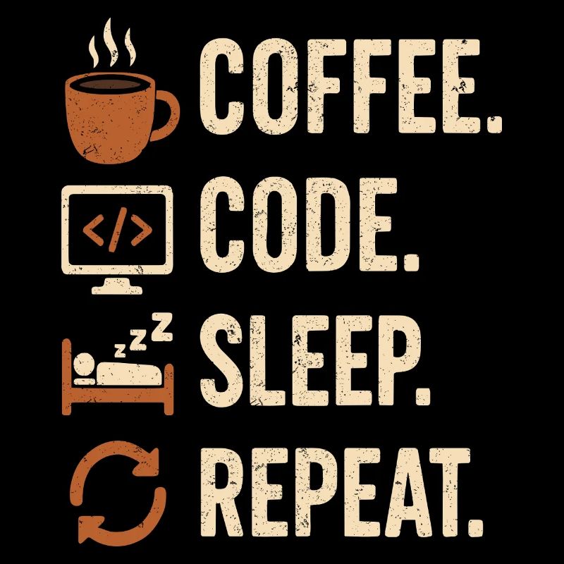 Geek-Coder-Routine – Kaffee, Code, Schlaf, mehr