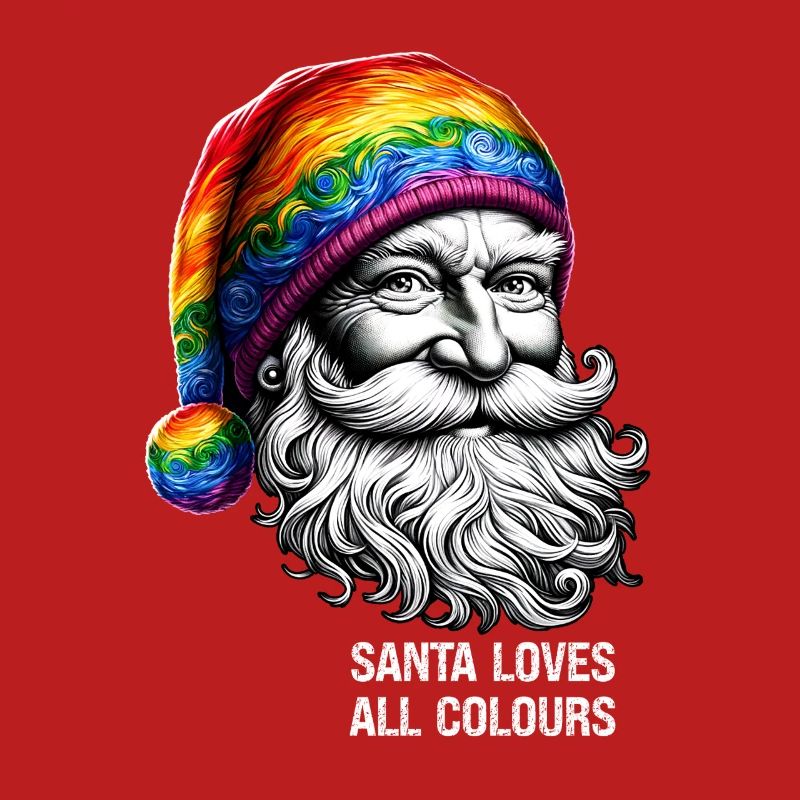 Lebendiger Weihnachtsmann mit Regenbogenhut