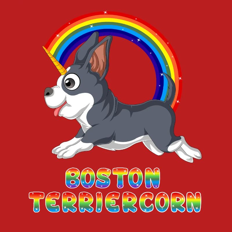 Conception ludique de licorne Boston Terrier