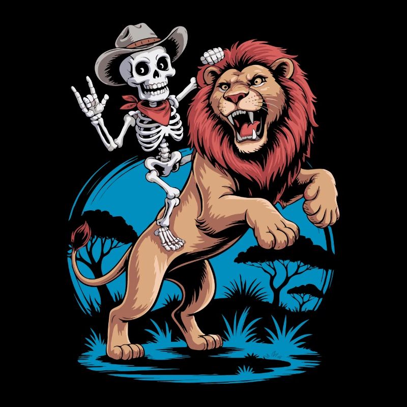 Conception d’aventure de lions et de squelettes