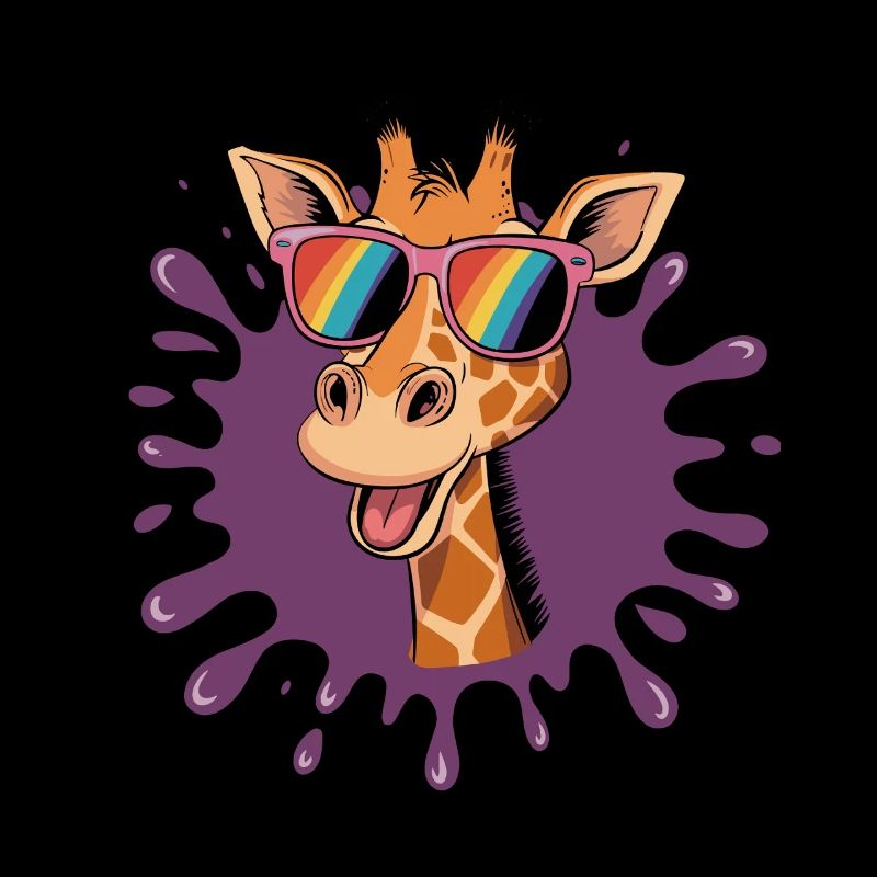  Fröhliche Giraffe Mit Regenbogenbrille Im Coolen