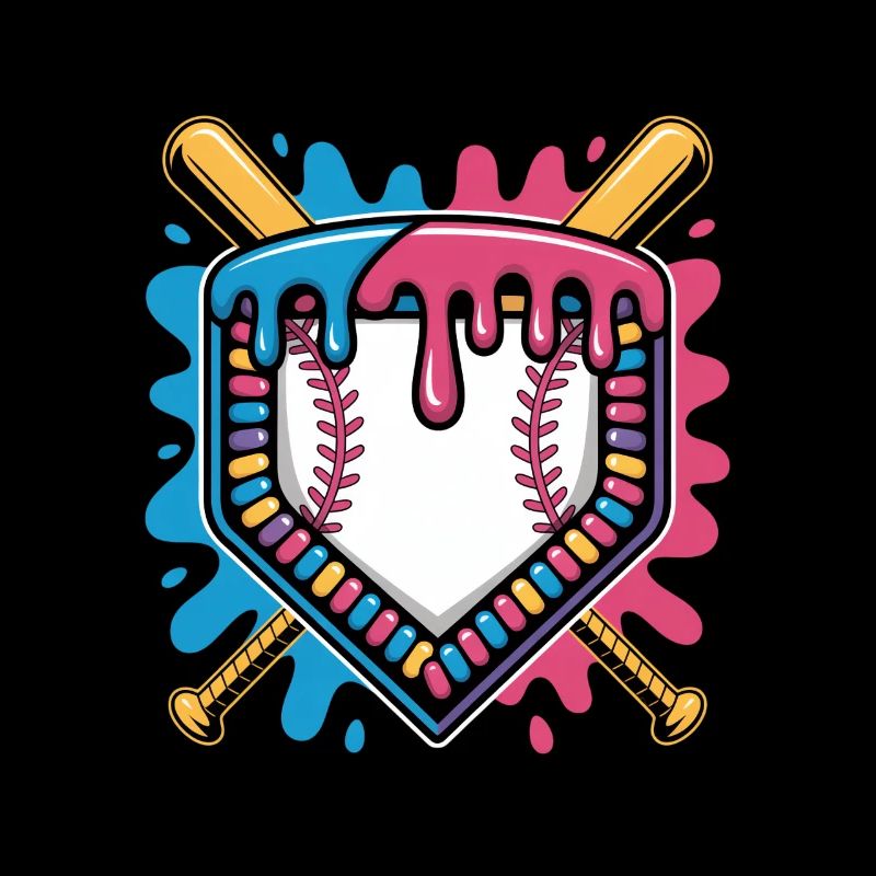 Baseball Home Plate Bats Farbsplash