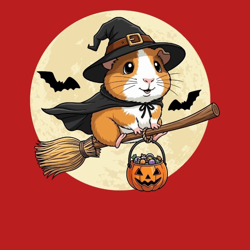 mignon cochon d’Inde sorcière Halloween