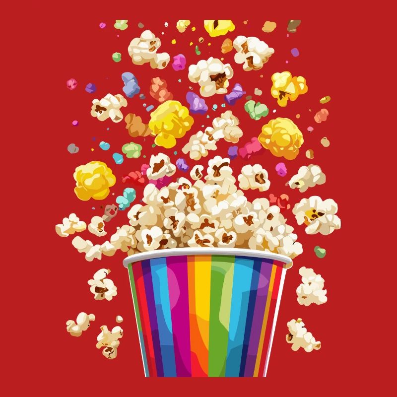Bunte Popcorn Explosion Aus Regenbogen Becher