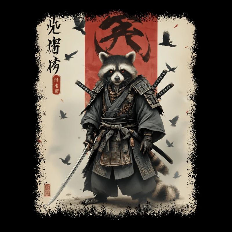Samurai Waschbär, Anime Grafik Japanischer Krieger