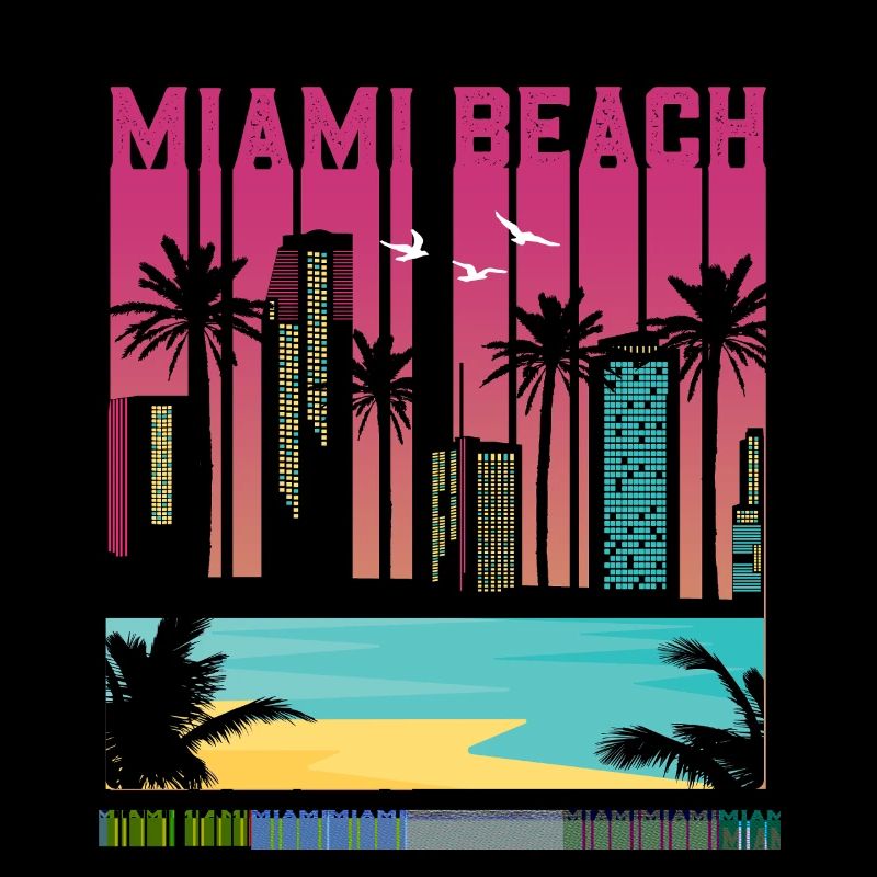 Miami Beach Sunset Palms Skyline