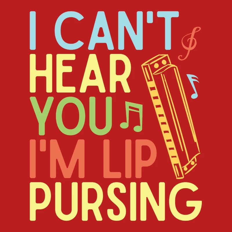 Funny Harmonica Player Lip Pursing Harmonica