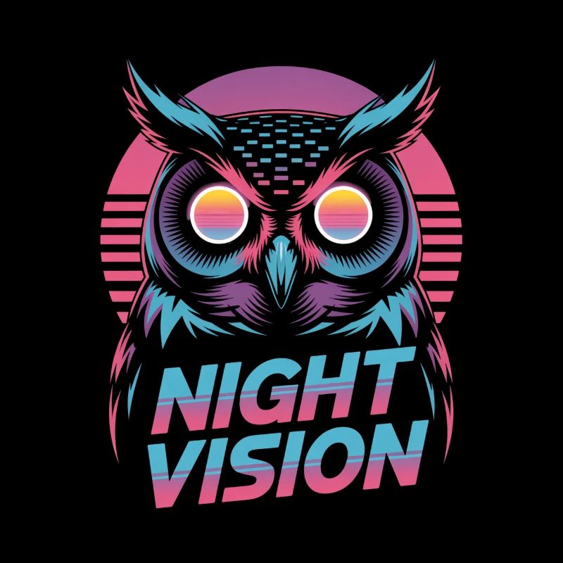 Night Vision Eule Retro Synthwave Nacht