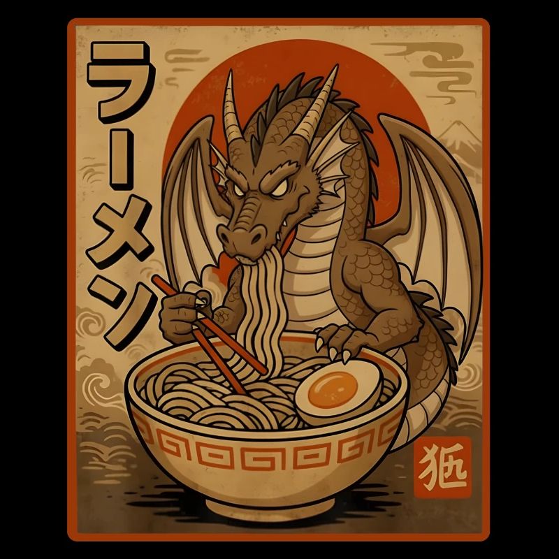 Retro-Drache Ramen-Design