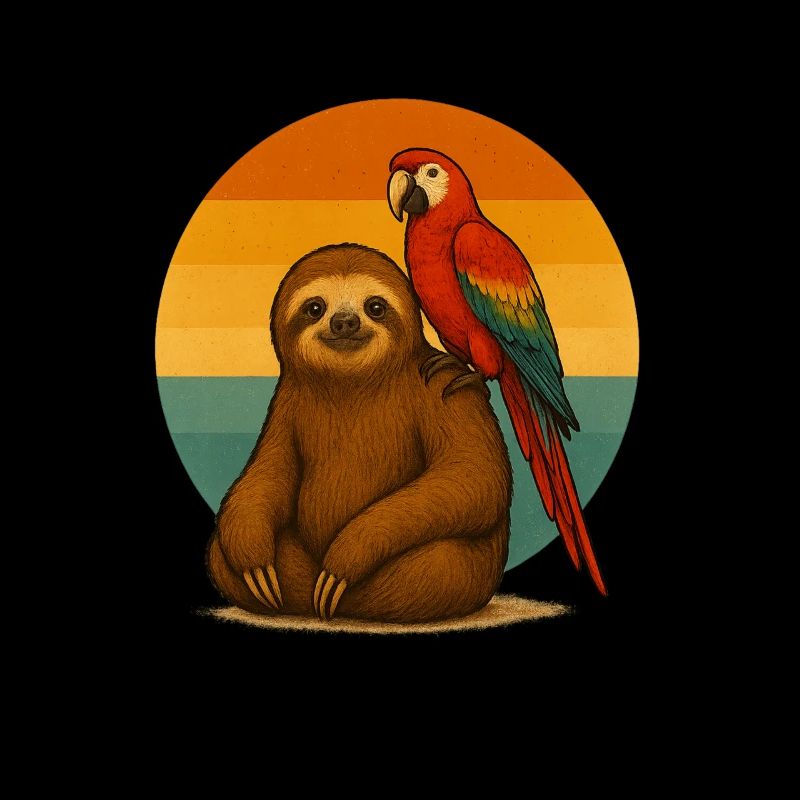 Faultier und Papagei
