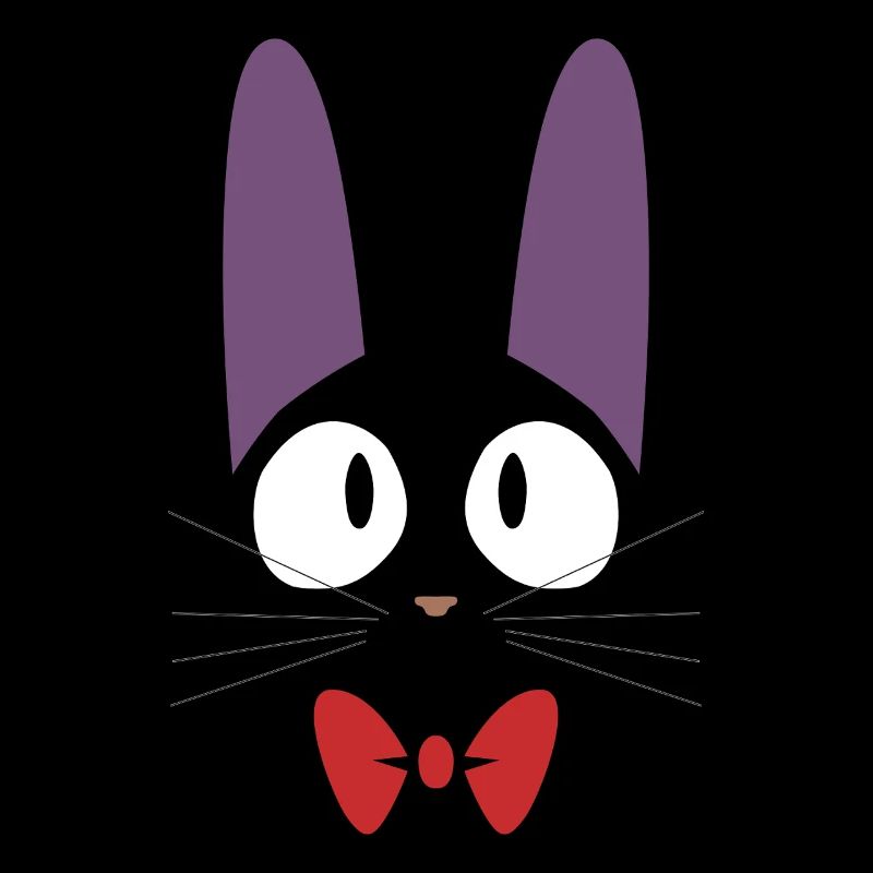 Cute black Jiji cat with red bow tie