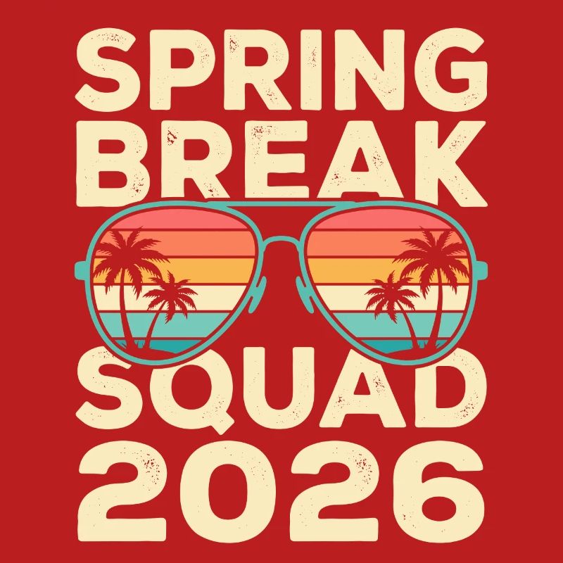 Spring Break Squad 2026 Retro Palm Tree Design
