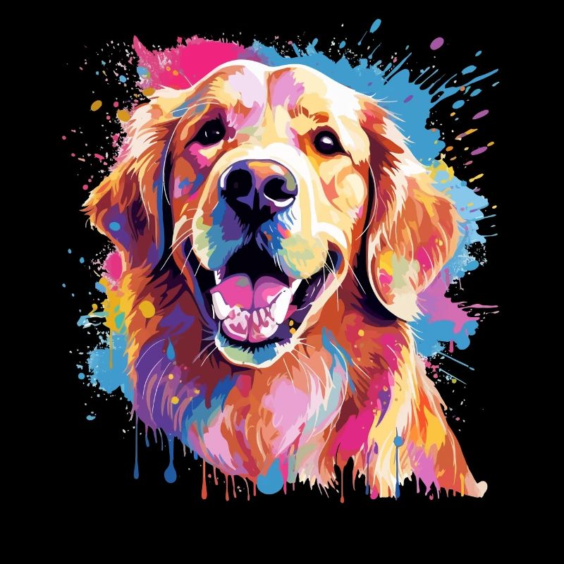 Golden Retriever Hund Spritzkunst bunt