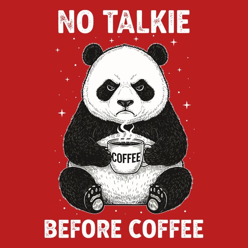 Pas de conversation devant un panda amateur de café