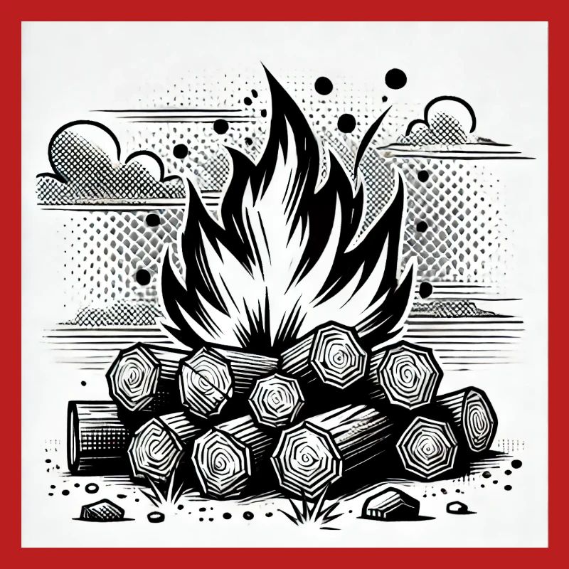 Campfire in comic book style: warmth & atmosphere