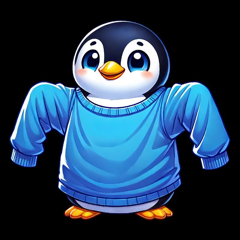 Mignon pingouin de dessin animé Vêtements grande taille