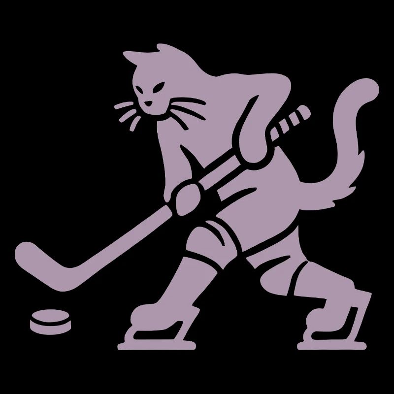 Katze Eishockey Minimalistisch Silhouette Spieler