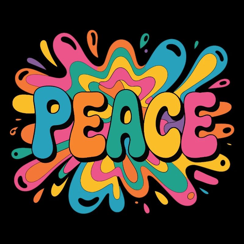 Peace 1960s psychedelic pop-art design
