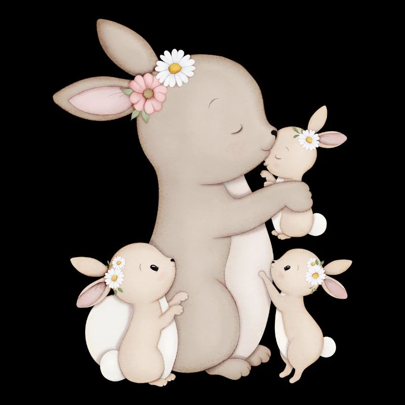 lapins mignons avec des fleurs