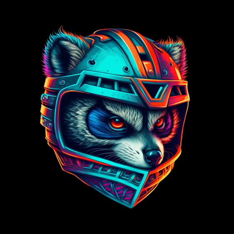 Panda cyborg casque néon