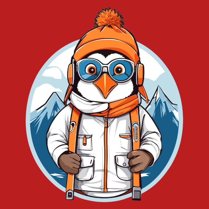 Cute penguin with wool hat