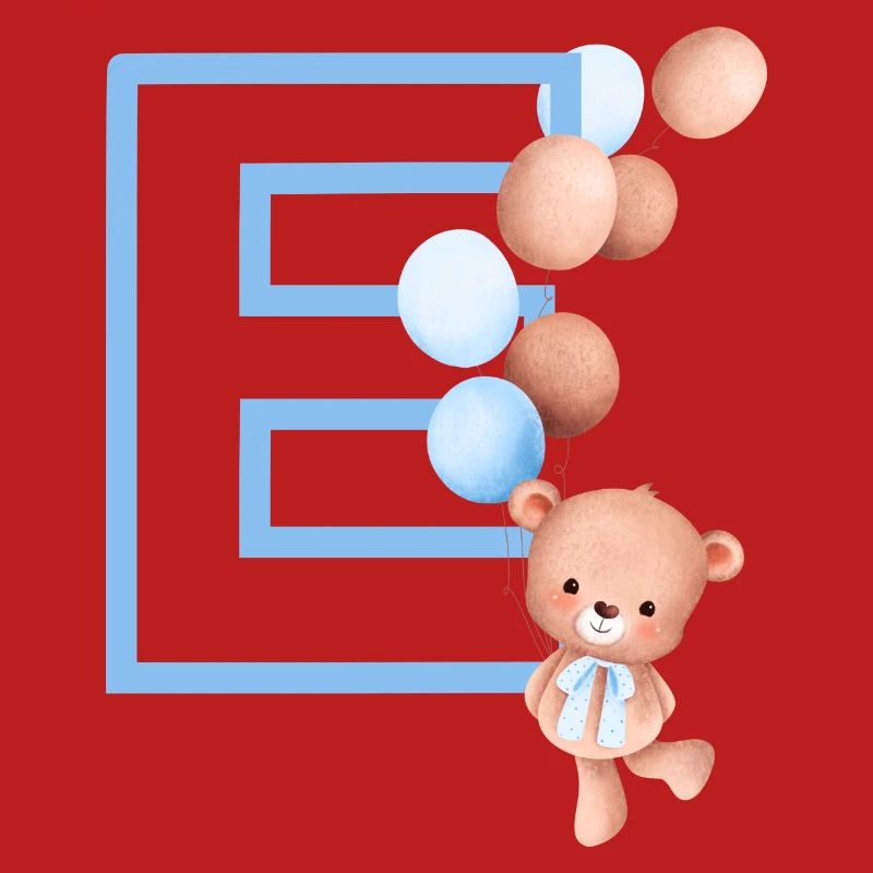 Blauer Buchstabe E Bär